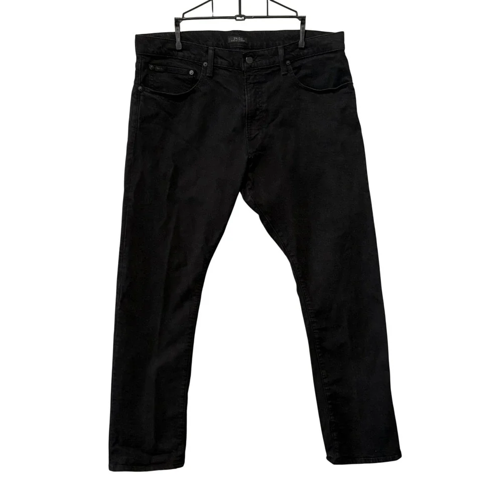 Polo Ralph Lauren Varick Slim Straight Pants Mens 36x32 Black Stretch Preppy